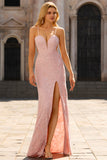 Vestido de Baile Longo Floral Cinzento Verde com Contas de Sereia e Fenda