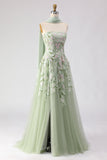 Vestido de baile longo, bordado e sem alças, lantejoulas Sage Dusty A-Line