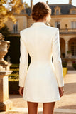 Vestido de Noiva Blazer Curto com Lapela Branca e Mangas