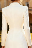 Vestido de Noiva Blazer Curto com Lapela Branca e Mangas