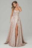 Vestido de Baile Comprido Floral Rosa em Linha-A com Folhos