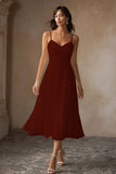 Vestido de Noiva Midi em Chiffon com Alças Finas Brancas