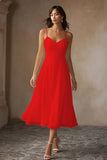 Vestido de Noiva Midi em Chiffon com Alças Finas Brancas