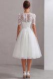 Branco High Neck Uma Linha Renda Courthouse Vestido de Noiva
