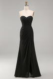 Branco Sem Alças Longo Vestido de noiva Tubinho Franzidos