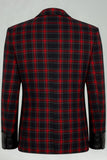 Red Black Grid 2 Piece Notched Lapela Homens Prom Suits