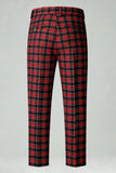 Vermelho Preto Xadrez Notched Lapela 2 Peças Homens Prom Suits