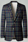 Vermelho Preto Xadrez Notched Lapela 2 Peças Homens Prom Suits