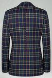 Vermelho Preto Xadrez Notched Lapela 2 Peças Homens Prom Suits