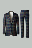 Vermelho Preto Xadrez Notched Lapela 2 Peças Homens Prom Suits