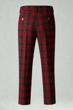 Vermelho Preto Xadrez Notched Lapela 2 Peças Homens Prom Suits