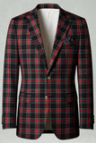 Castanho Cinzento 2 Peças Notched Lapel Grid Fatos de Baile de Formatura Masculino com Bolsos