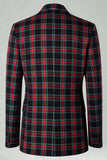Castanho Cinzento 2 Peças Notched Lapel Grid Fatos de Baile de Formatura Masculino com Bolsos