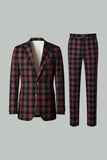 Castanho Cinzento 2 Peças Notched Lapel Grid Fatos de Baile de Formatura Masculino com Bolsos