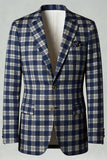 Castanho Cinzento 2 Peças Notched Lapel Grid Fatos de Baile de Formatura Masculino com Bolsos