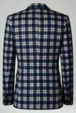 Castanho Cinzento 2 Peças Notched Lapel Grid Fatos de Baile de Formatura Masculino com Bolsos