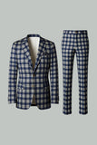 Castanho Cinzento 2 Peças Notched Lapel Grid Fatos de Baile de Formatura Masculino com Bolsos