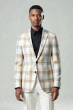 Blue Green Grid Notched Lapela 2 Peças Homens Prom Suits
