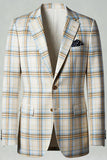 Blue Green Grid Notched Lapela 2 Peças Homens Prom Suits