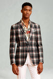 Blue Green Grid Notched Lapela 2 Peças Homens Prom Suits