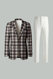 Blue Green Grid Notched Lapela 2 Peças Homens Prom Suits