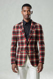 Blue Green Grid Notched Lapela 2 Peças Homens Prom Suits