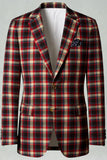 Blue Green Grid Notched Lapela 2 Peças Homens Prom Suits