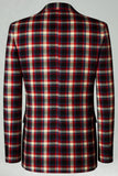 Blue Green Grid Notched Lapela 2 Peças Homens Prom Suits
