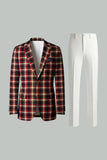 Blue Green Grid Notched Lapela 2 Peças Homens Prom Suits