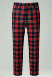 Preto Vermelho Grid Pico Lapela Peito Duplo 2 Peças Homens Prom Suits