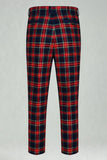 Preto Vermelho Grid Pico Lapela Peito Duplo 2 Peças Homens Prom Suits