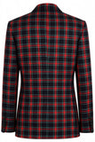 Preto Vermelho Grid Pico Lapela Peito Duplo 2 Peças Homens Prom Suits