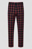 Preto Vermelho Grid Pico Lapela Peito Duplo 2 Peças Homens Prom Suits