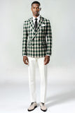 Preto Verde Grid Pico Lapela 2 Peças Homens Prom Ternos