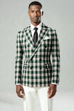 Preto Verde Grid Pico Lapela 2 Peças Homens Prom Ternos