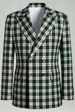 Preto Verde Grid Pico Lapela 2 Peças Homens Prom Ternos
