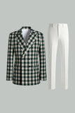 Preto Verde Grid Pico Lapela 2 Peças Homens Prom Ternos