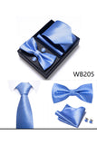 Conjunto clássico masculino formal de gravata e gravata borboleta dourada azul-marinho