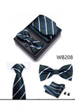Conjunto clássico masculino formal de gravata e gravata borboleta dourada azul-marinho