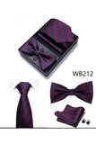 Conjunto clássico masculino formal de gravata e gravata borboleta dourada azul-marinho