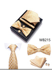 Conjunto clássico masculino formal de gravata e gravata borboleta dourada azul-marinho