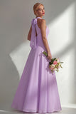 Vestido Comprido de Dama de Honor Linha-A Lilás