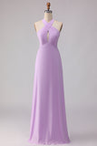 Vestido Comprido de Dama de Honor Linha-A Lilás