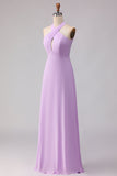 Vestido Comprido de Dama de Honor Linha-A Lilás