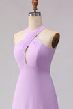 Vestido Comprido de Dama de Honor Linha-A Lilás
