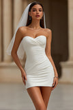 Vestido de Noiva Curto Branco Bodycon Simples