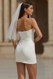 Vestido de Noiva Curto Branco Bodycon Simples