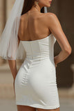 Vestido de Noiva Curto Branco Bodycon Simples