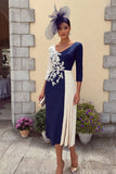 Vestido Mãe da Noiva Midi A-Line A-Line A-Apply Mother of the Bride Dress