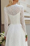 Renda de Marfim Uma Linha Chá Comprimento Vestido de Noivado